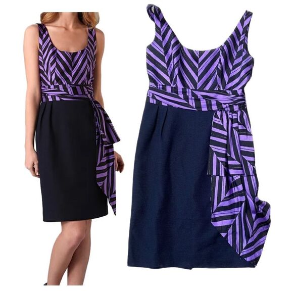 Milly Marcela Silk Combo Dress in Hydrangea Size 4 - Picture 1 of 16